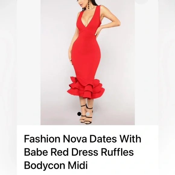 Fashion Nova Scarlet Ruffle Midi Dress! - Picture 3 of 6
